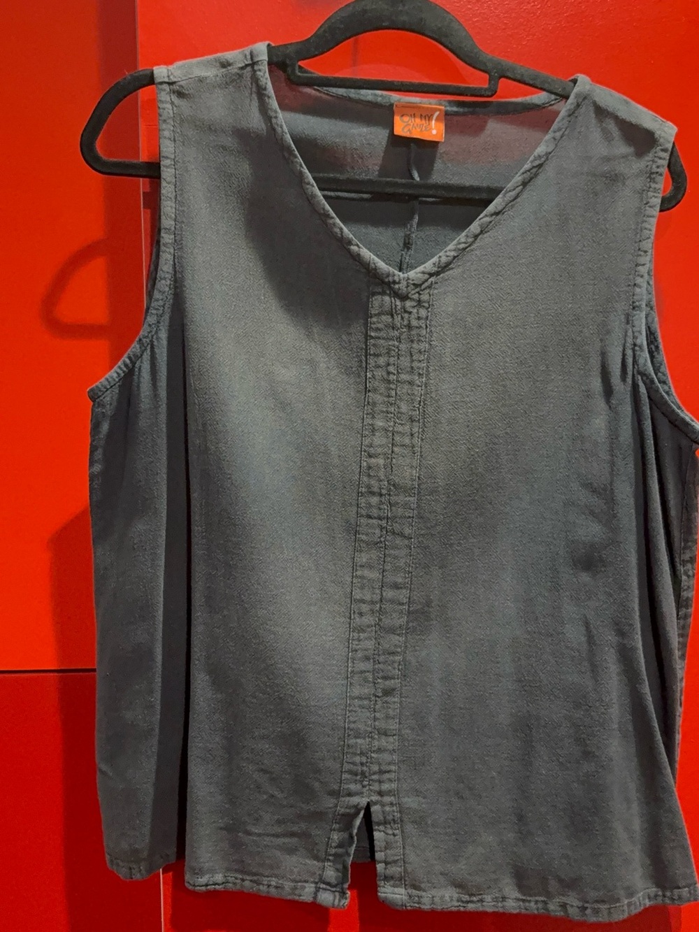 Oh My Gauze! Slate Gray Sleeveless V-Neck Tank Top